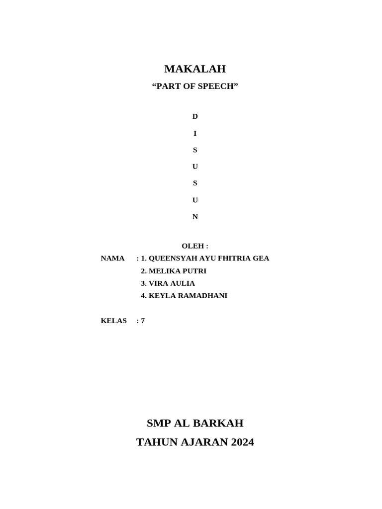 Memahami Part of Speech dalam Bahasa Inggris | PDF