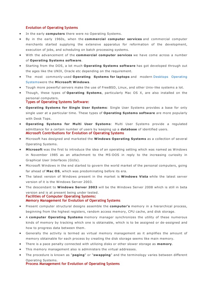 History of Operating Systems Evolution | PDF | Operating System ...