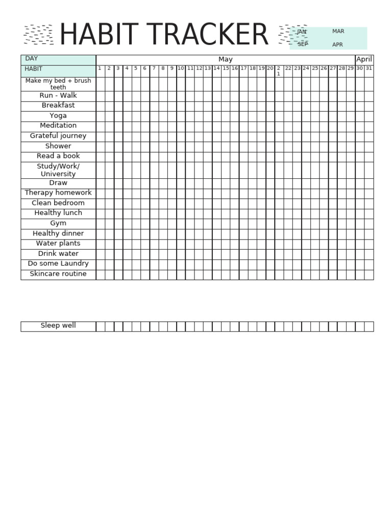 Habit Tracker Printable | PDF