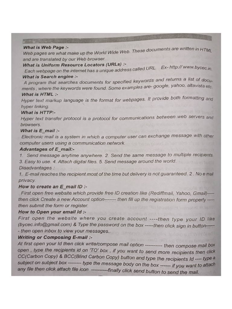 Internet Computer Notes For Competitive Exam | PDF