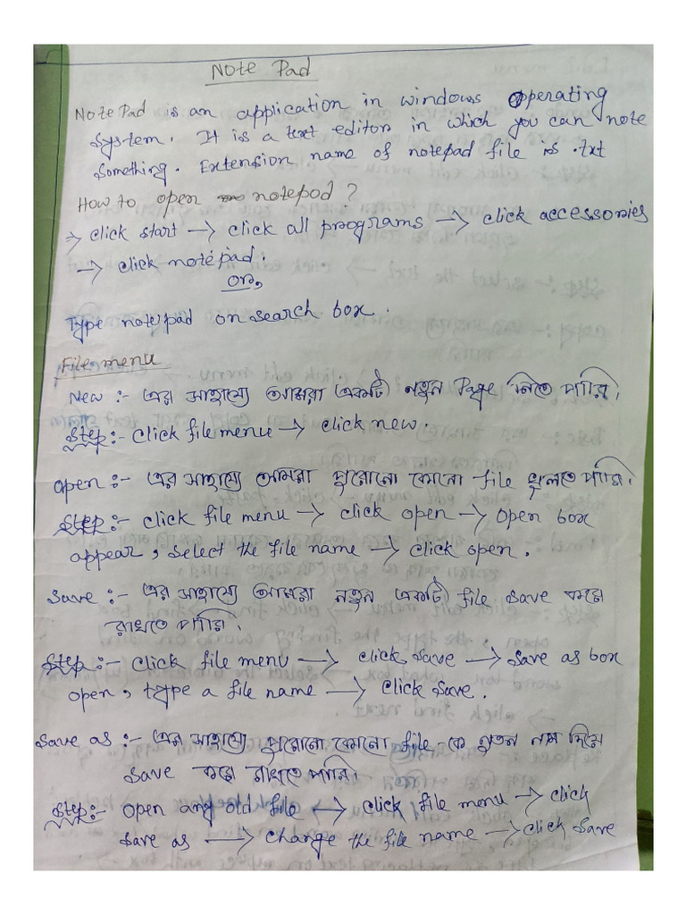 Notepad Note in Bengali | PDF