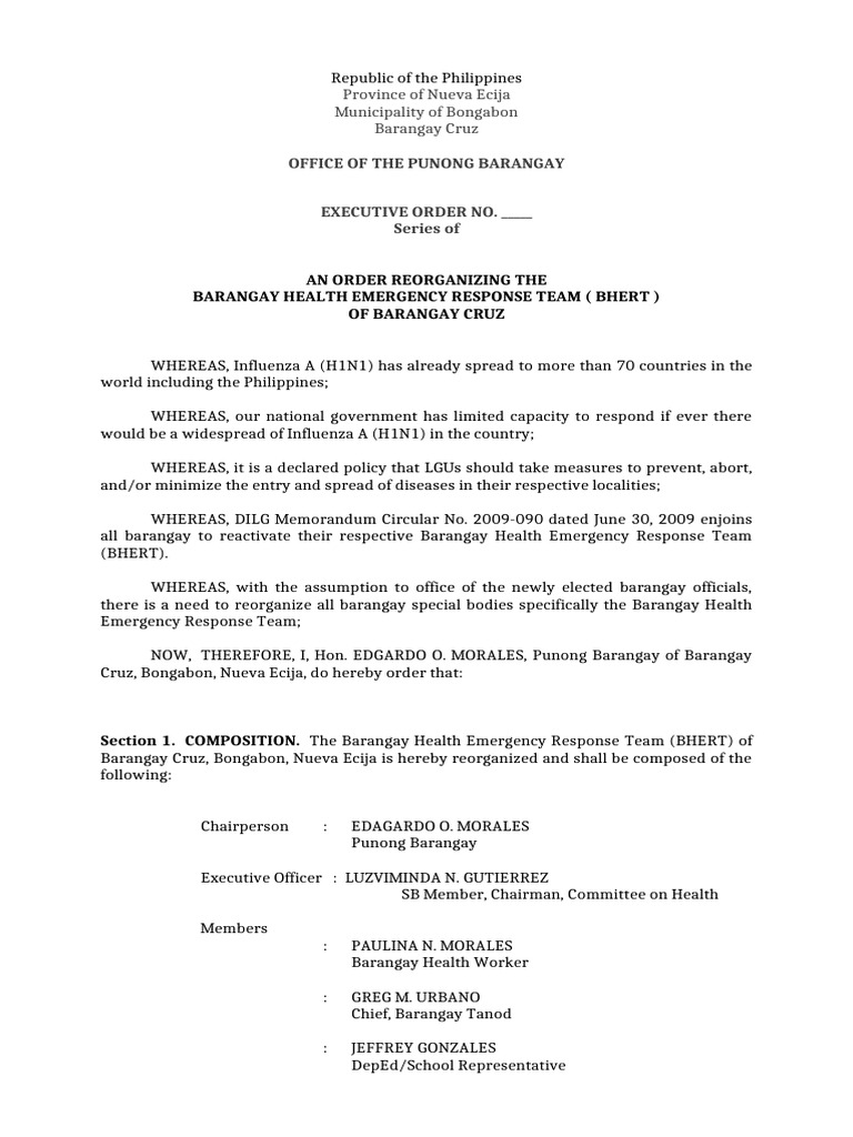 Barangay Health Emergency Response Team | PDF | Influenza | Medicine