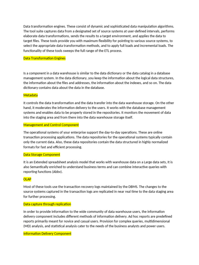 Data Transformation Engines Overview | PDF | Data Warehouse | Databases
