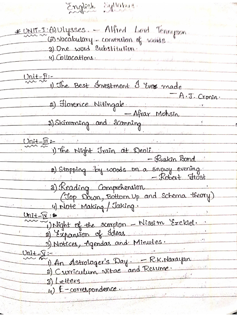 English Mid Syllabus and Notes | PDF