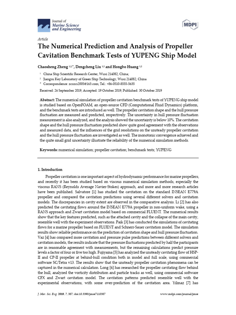 Propeller Cavitation Analysis of YUPENG Model | PDF | Computational ...