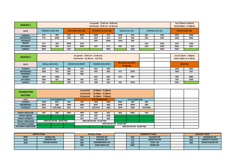 Time Table 16th April | PDF