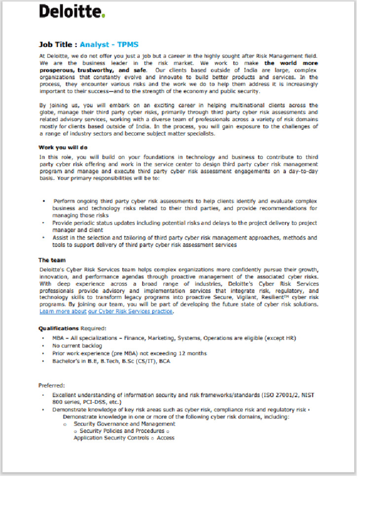 Deloitte Analyst JD | PDF