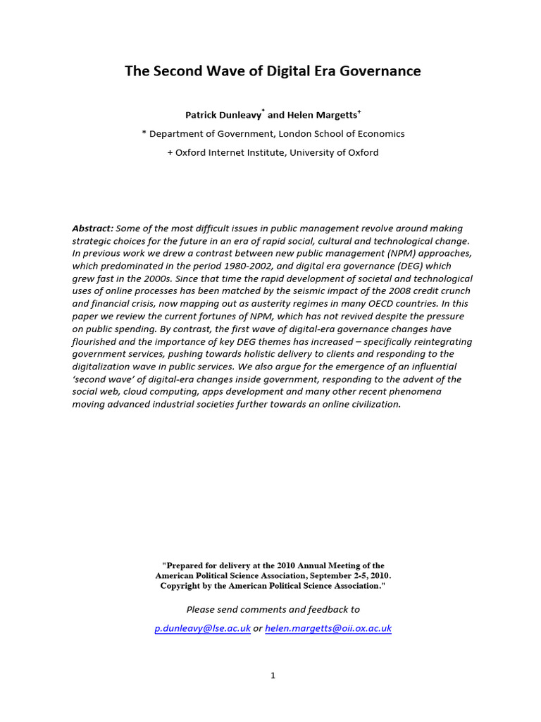 Second Wave of Digital Governance | PDF | Austerity | Public–Private ...