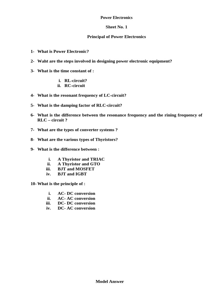 1 Power+Electronic Principle Sheet+1 | PDF | Power Electronics ...