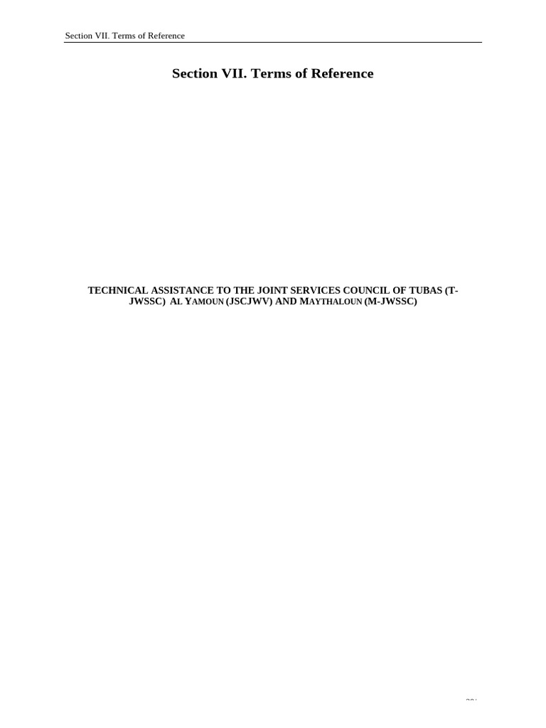 Terms of Reference for Water Sector Project | PDF | Water Supply ...