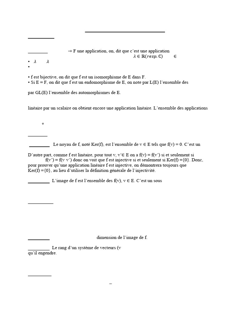 Caractéristiques des applications linéaires | PDF | Application ...