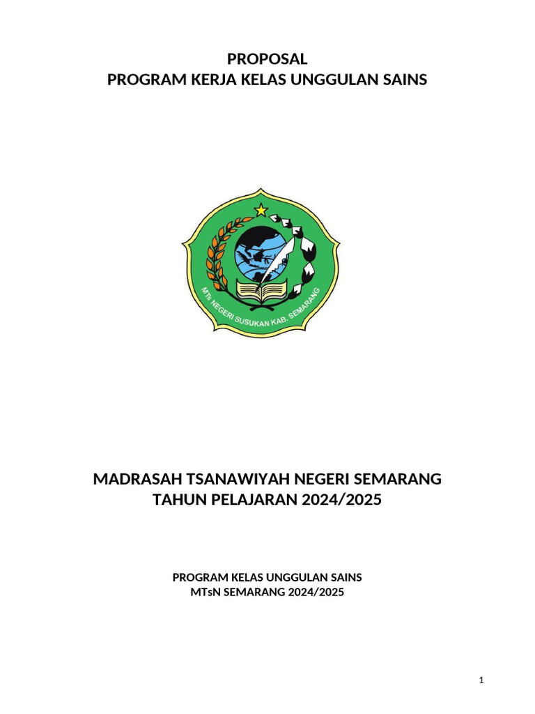 Proposal Program Kelas Unggulan Sains | PDF