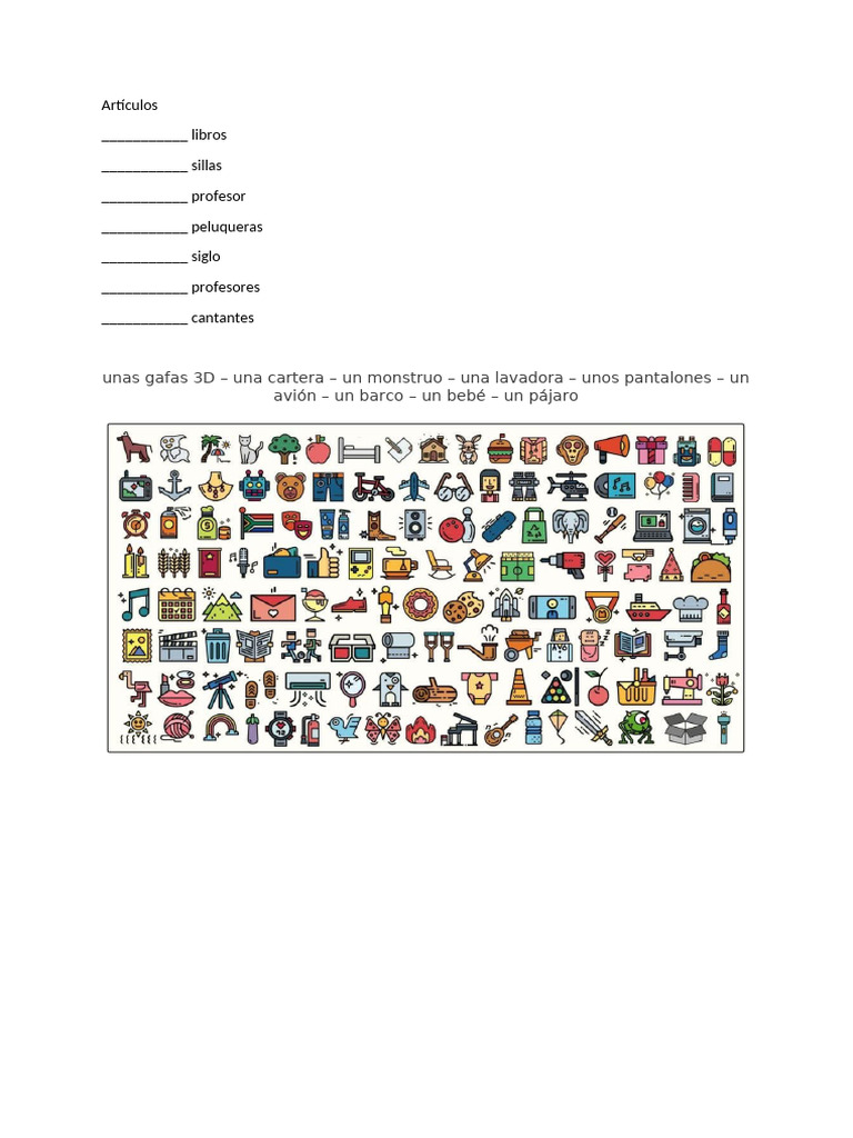 Ejemplos de uso de artículos en español | PDF