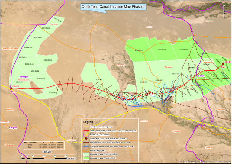 Qush Tepa Canal Route Map Phase II | PDF | Geographic Data And Information