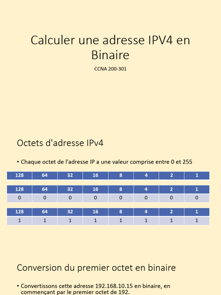 Conversion d'une adresse IP en binaire | PDF | Architecture ...