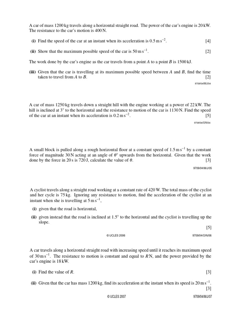 Car Engine Power Calculation at Speed | PDF | Force | Mass