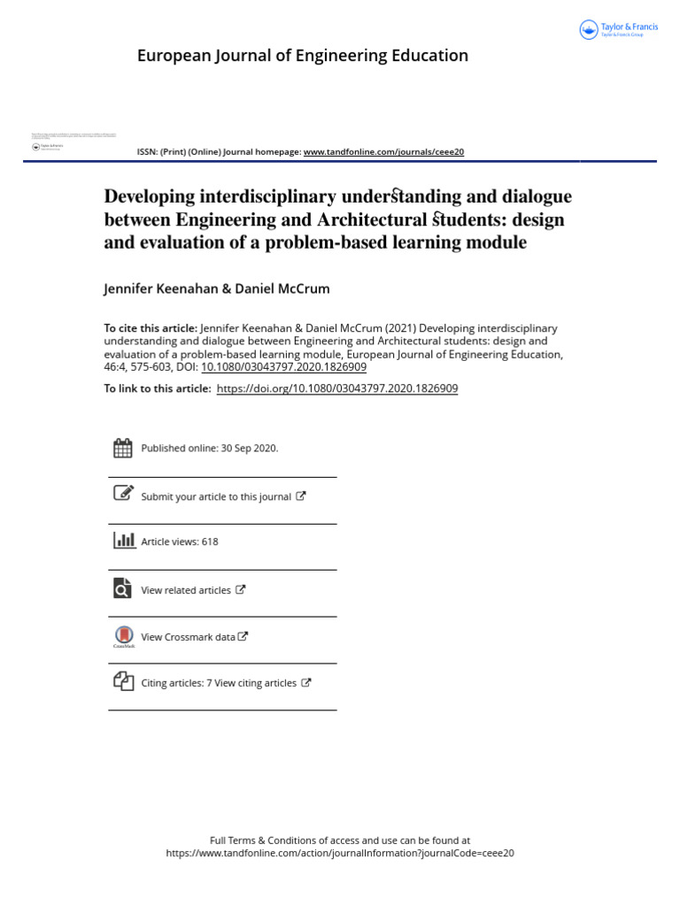 Interdisciplinary Learning for Engineers & Architects | PDF ...