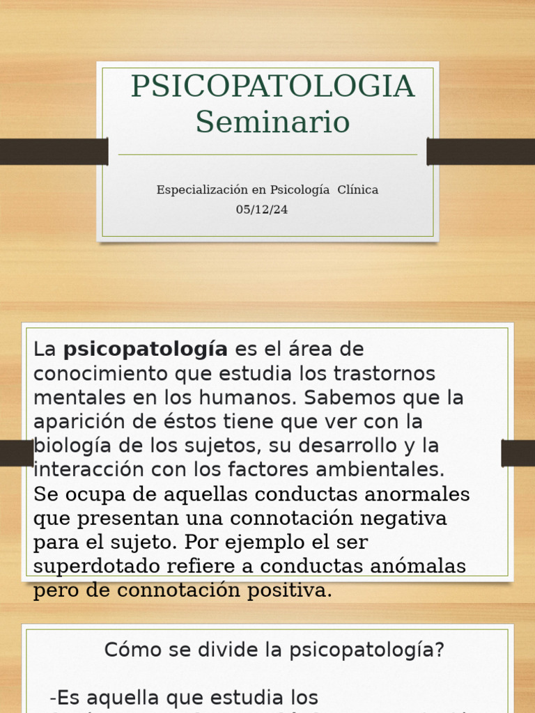 Introducción a la Psicopatología Clínica | PDF | Psicopatología ...
