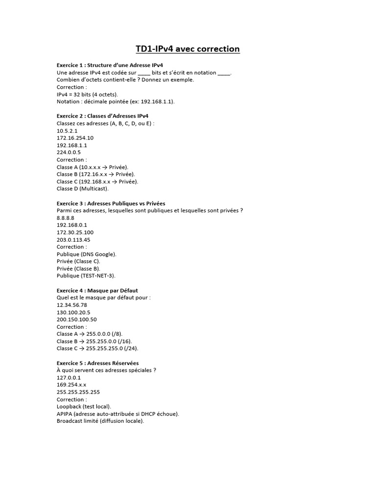 Guide Complet sur les Adresses IPv4 | PDF | Adresse IP | Multidiffusion