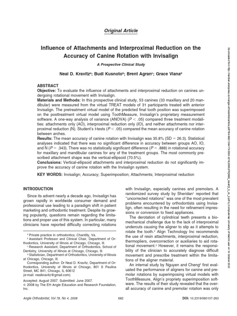 2008 - Kravitz - Angle Orthod | PDF | Orthodontics | Analysis Of Variance