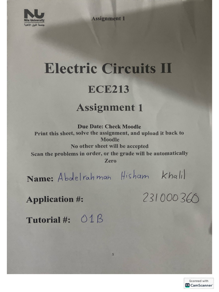 Circuits 2 Assignment 1 | PDF