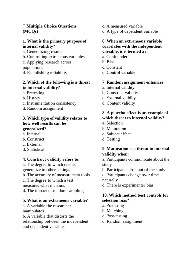 Understanding Internal Validity in Research | PDF | Dependent And ...