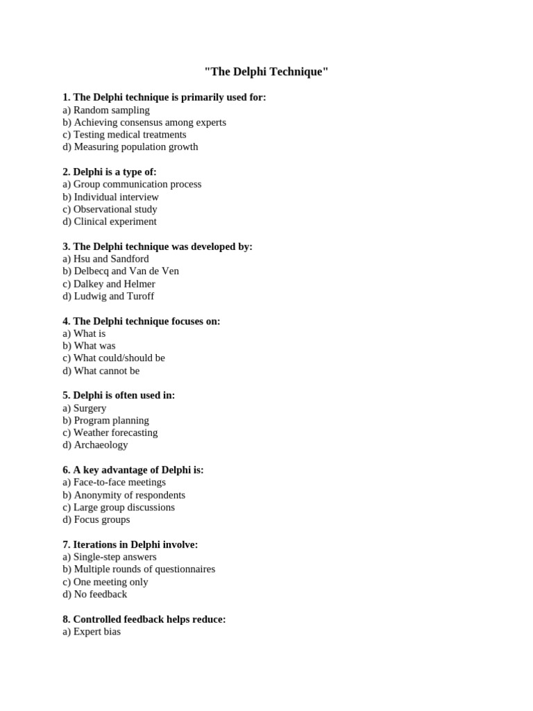 Overview of the Delphi Technique | PDF | Survey Methodology | Sampling ...
