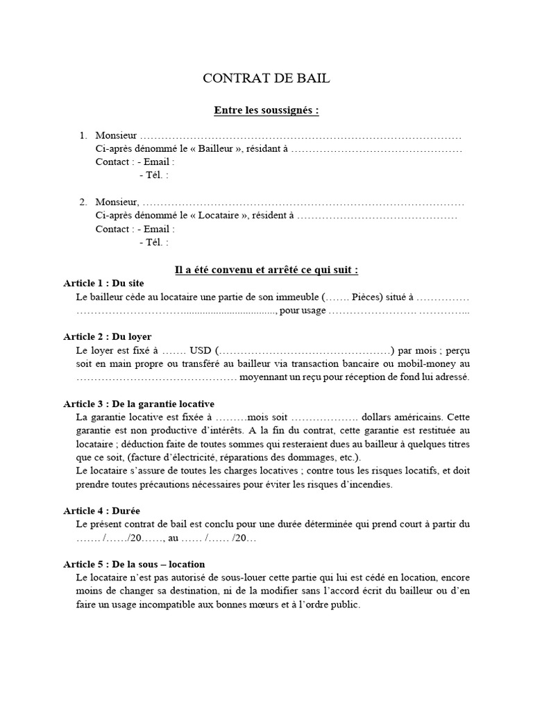 Modèle de contrat de bail en Haïti | PDF