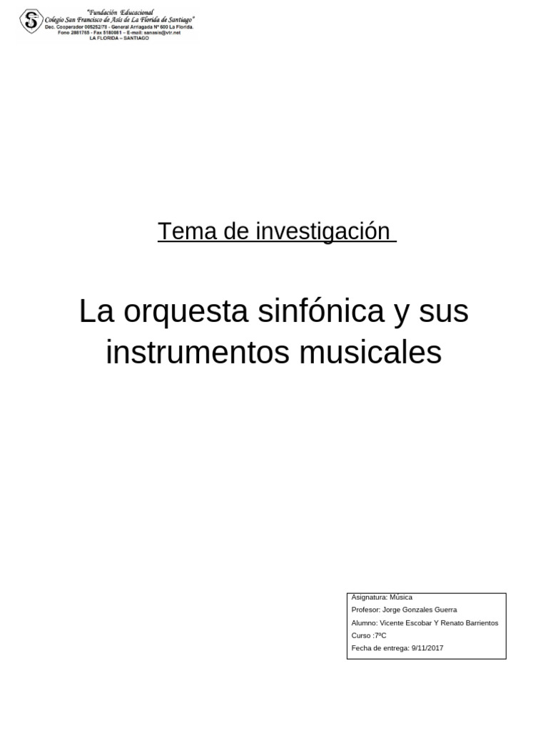 Tema de Investigación Orquesta Sinfonica | PDF | Orquestas | Las artes ...