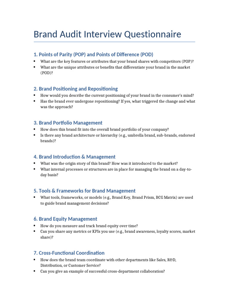 Brand Audit Interview Guide | PDF | Brand | Marketing