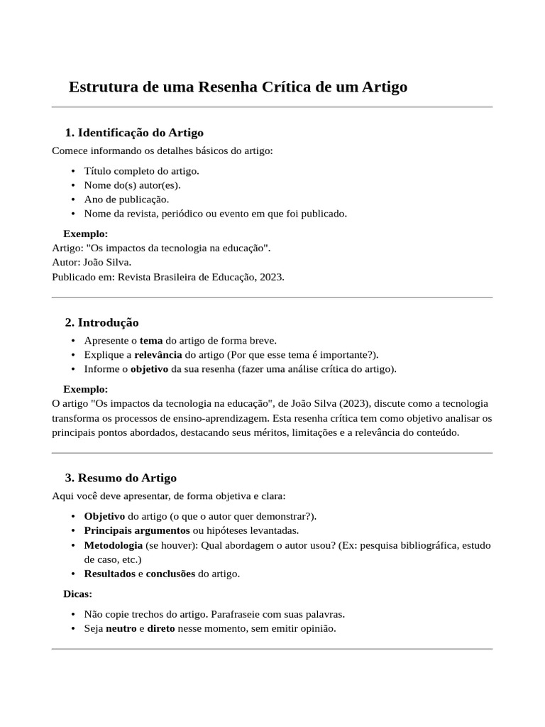 Estrutura da Resenha Crítica de Artigo | PDF | Abstract (resumo)