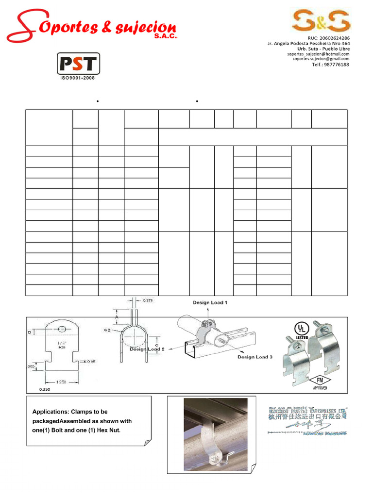 Rigid Strut Clamps Specifications | PDF | Pipe (Fluid Conveyance ...