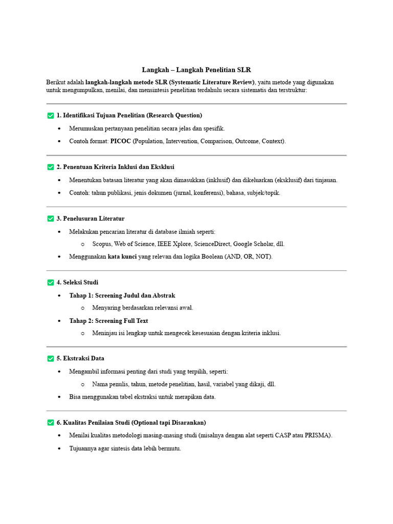 Langkah-Langkah Metode SLR Penelitian | PDF