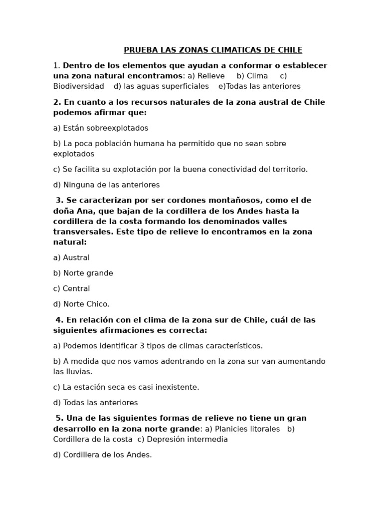 Zonas Climáticas y Recursos Naturales de Chile | PDF | Chile | Clima