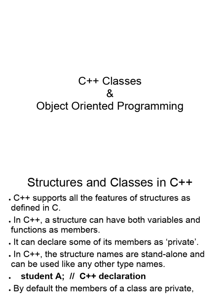 C++ Classes and OOP Fundamentals | PDF | Class (Computer Programming ...