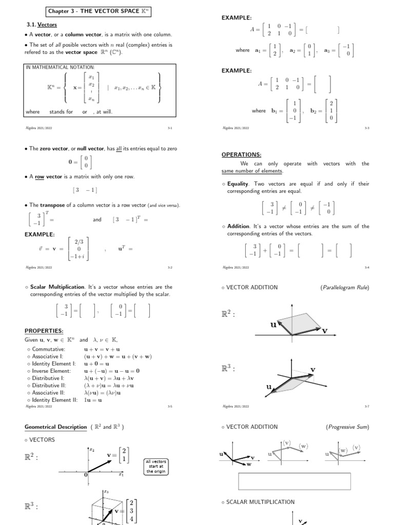 Understanding Vector Spaces and Operations | PDF | Vector Space ...