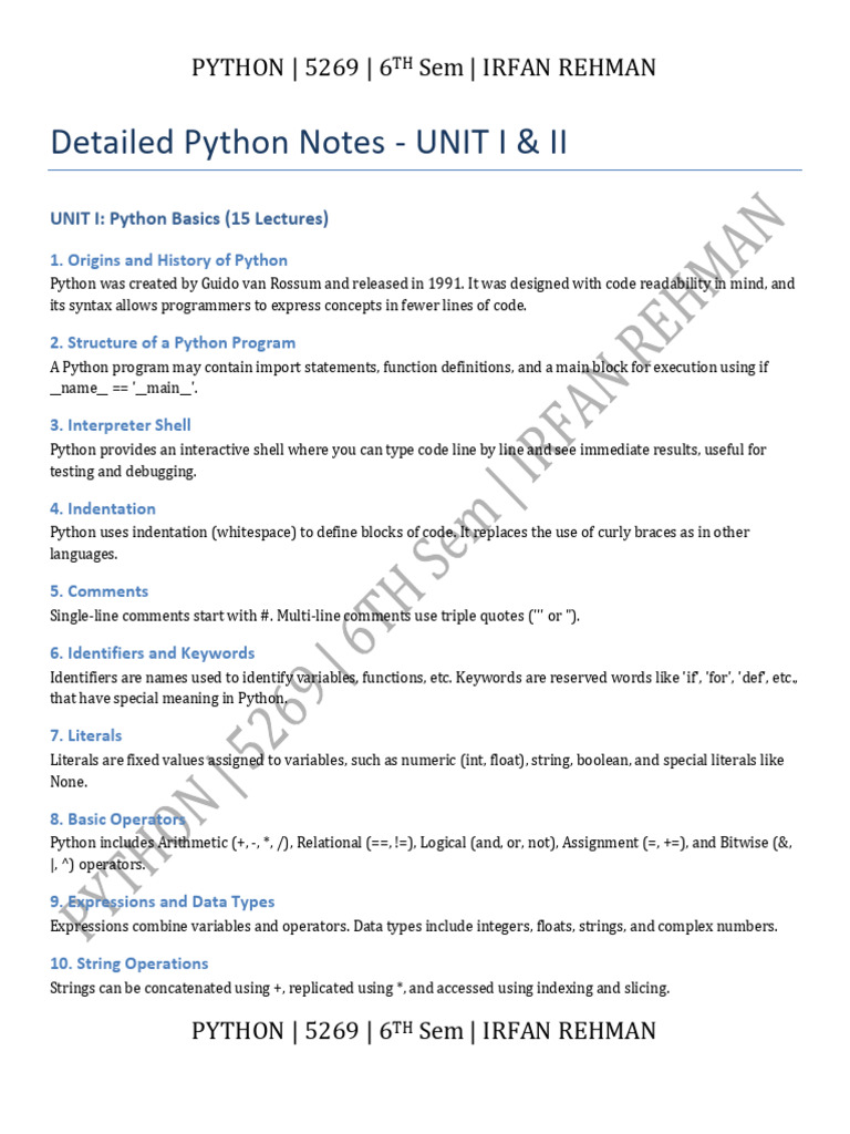 Python Notes | 6th Sem | NEP2022 | PDF | Parameter (Computer ...
