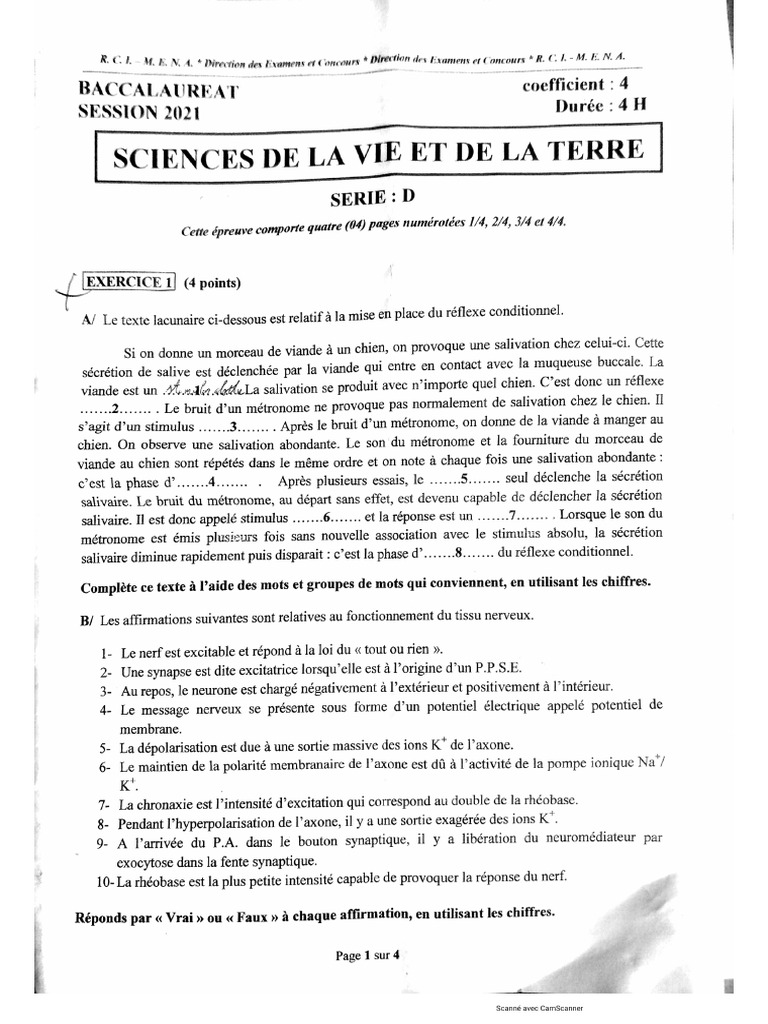 Bac 2021 Série D | PDF