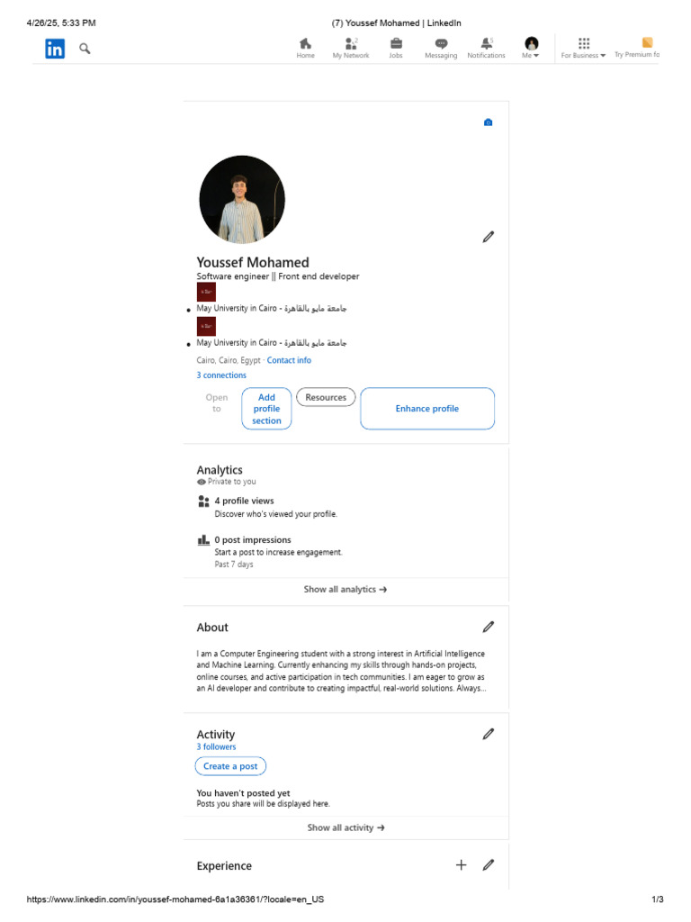 Youssef Mohamed - LinkedIn | PDF | Linked In | Computing