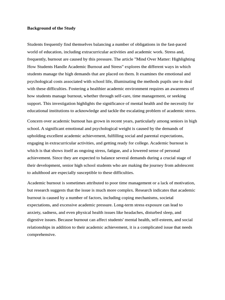 Managing Academic Burnout in Students | PDF | Occupational Burnout ...