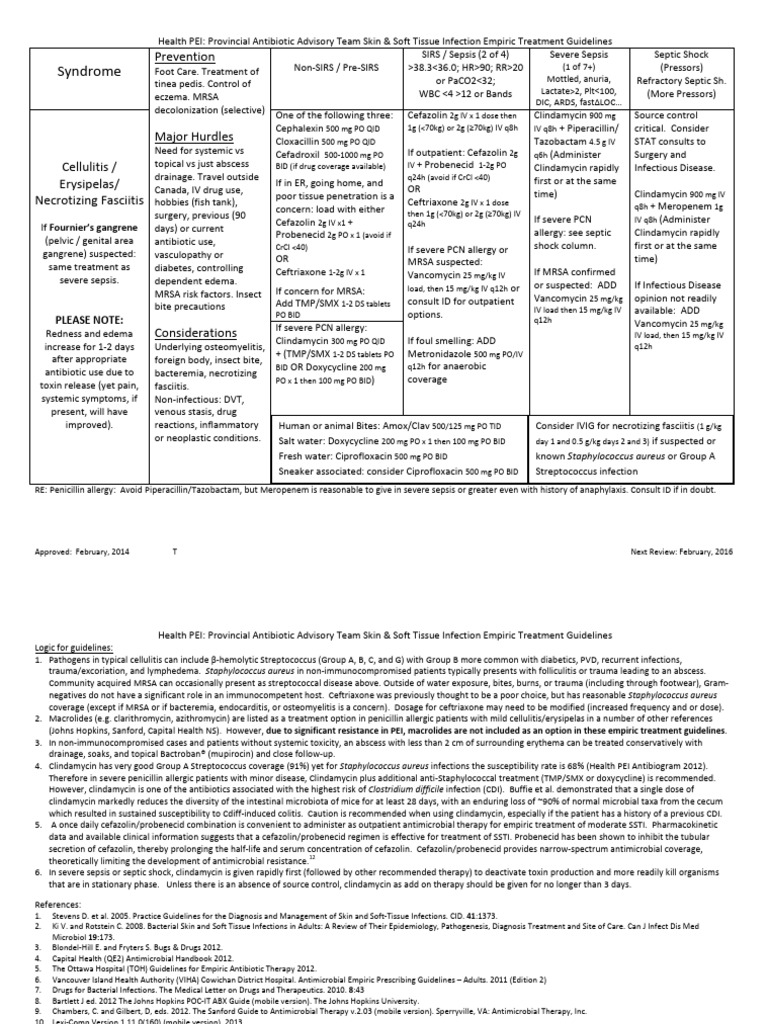 Skin and Soft Tissue Infection Empiric Treatment Guidelines | PDF ...