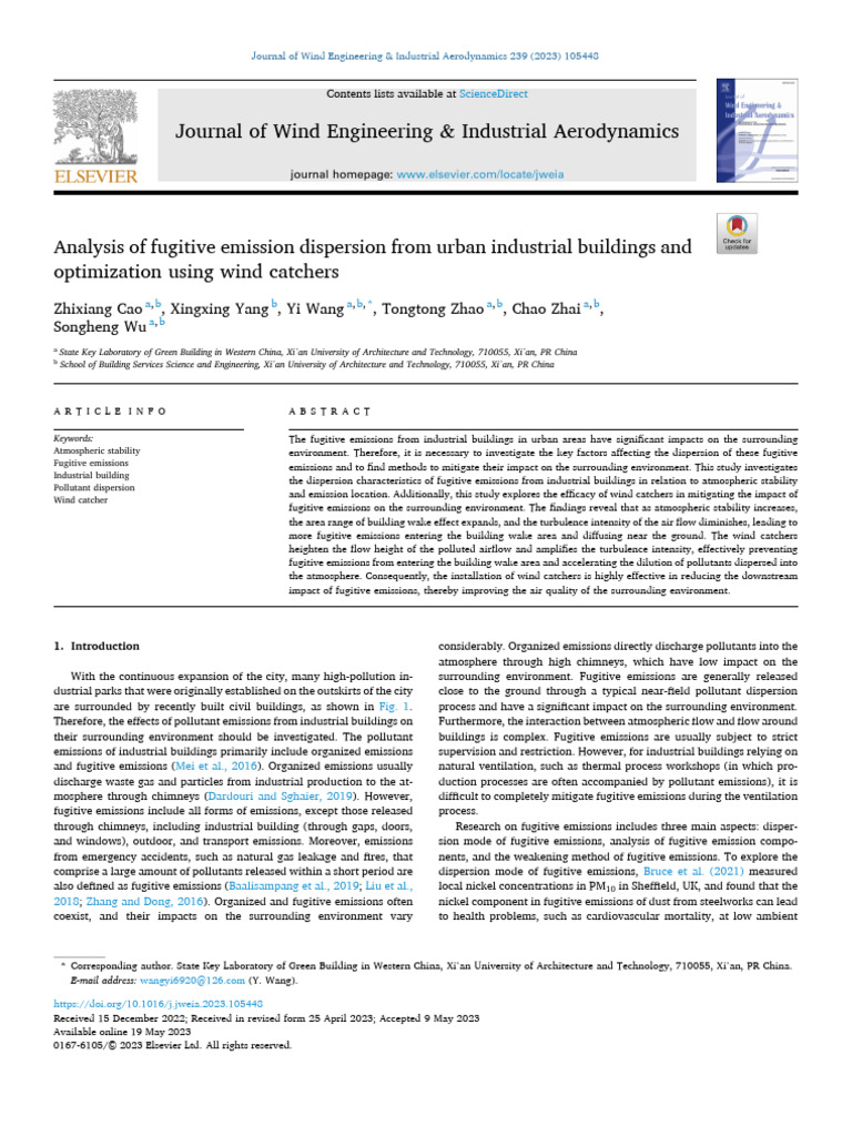 Urban Emission Dispersion and Wind Catchers | PDF | Air Pollution ...