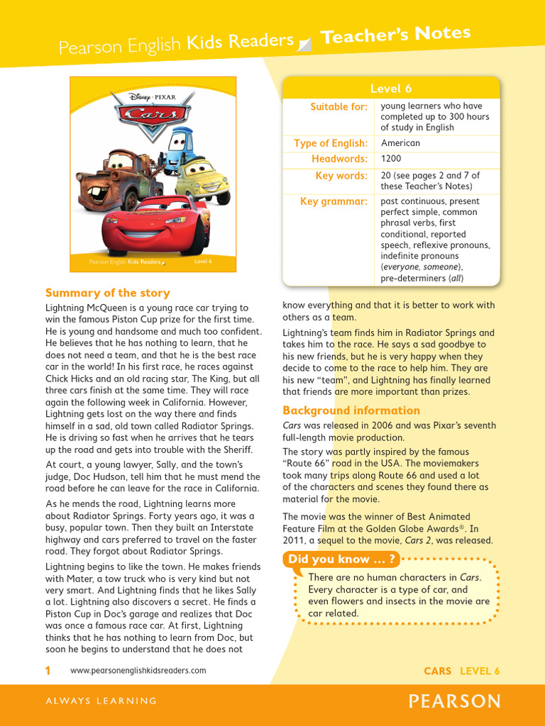 AMAZING READERS PDF Book of The Week Cars | PDF