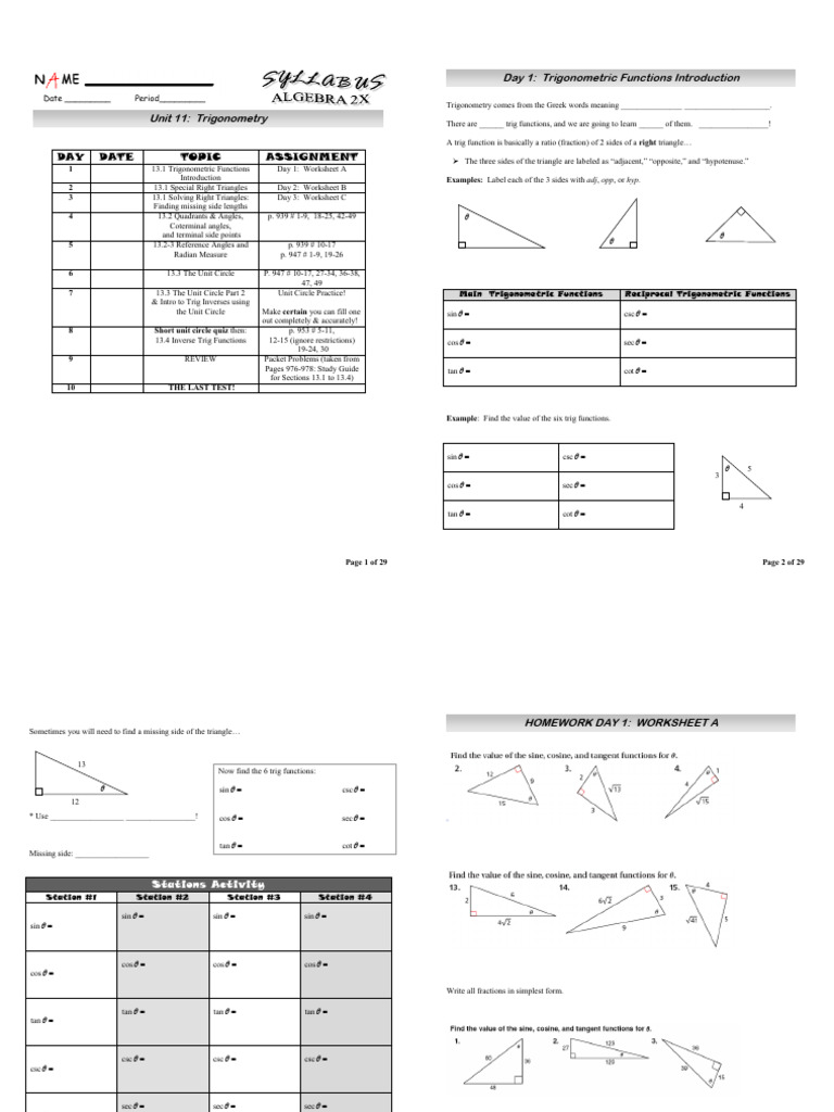 Trigonometry Unit Lesson Plan | PDF | Trigonometric Functions ...