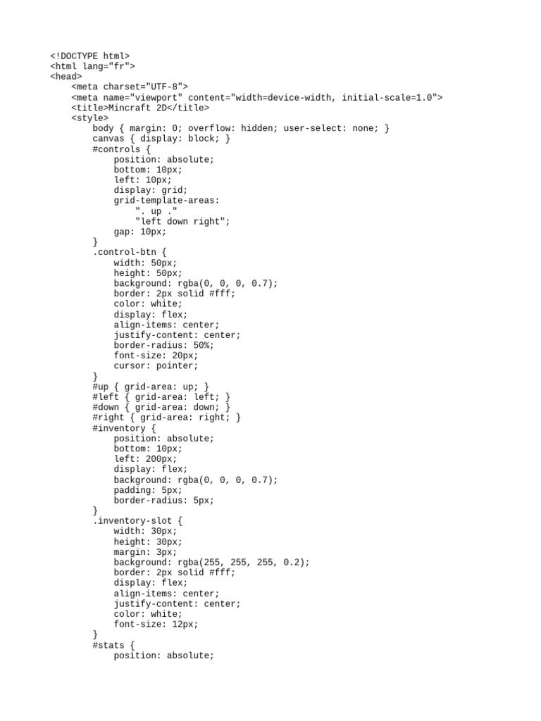 HTML5 2D Minecraft Game Code | PDF