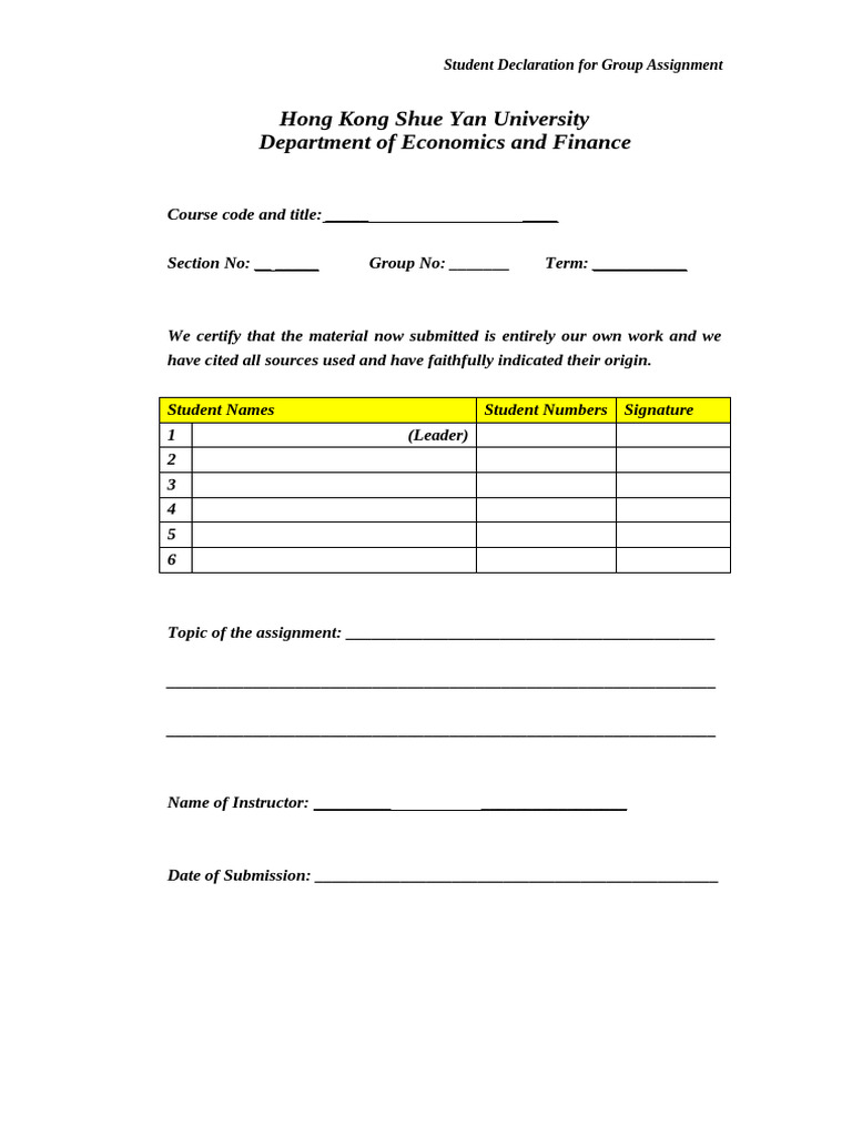 Declaration+Form+ +group+ +ECON+335+ (TPN) + +P6 | PDF