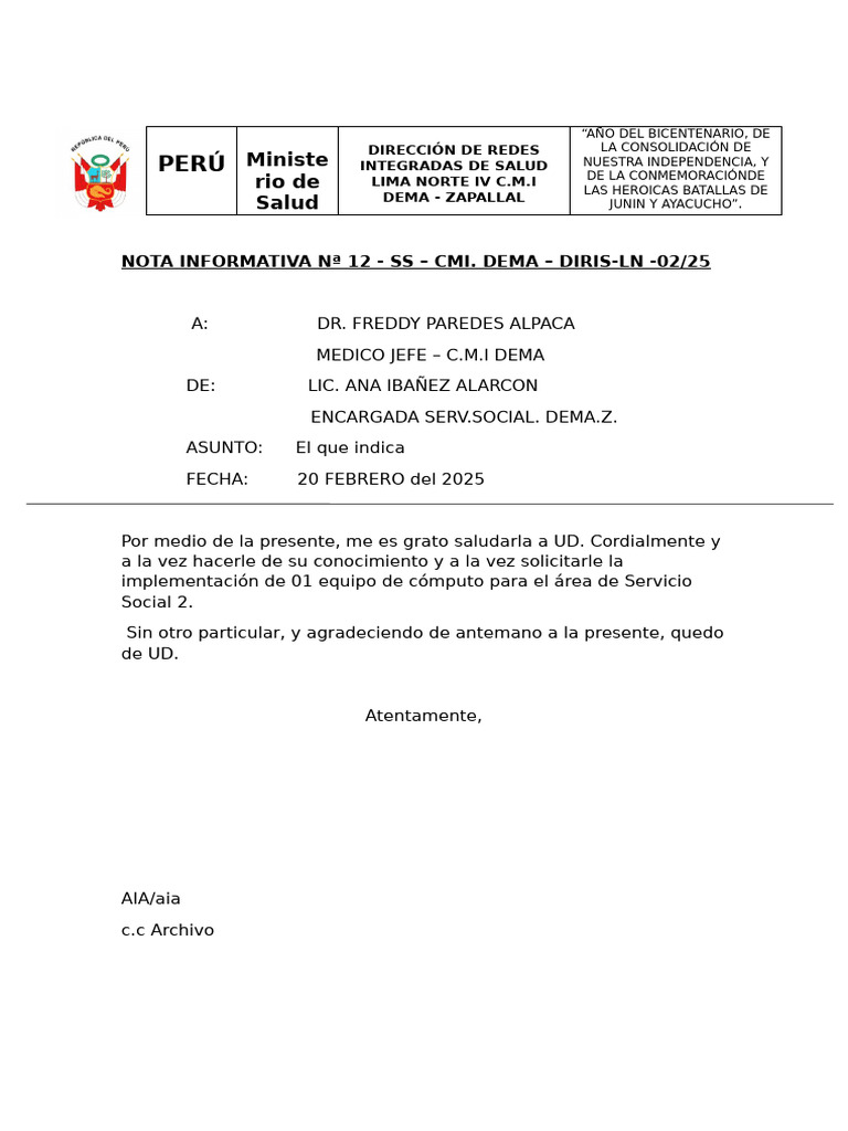 Nota Informativa | PDF