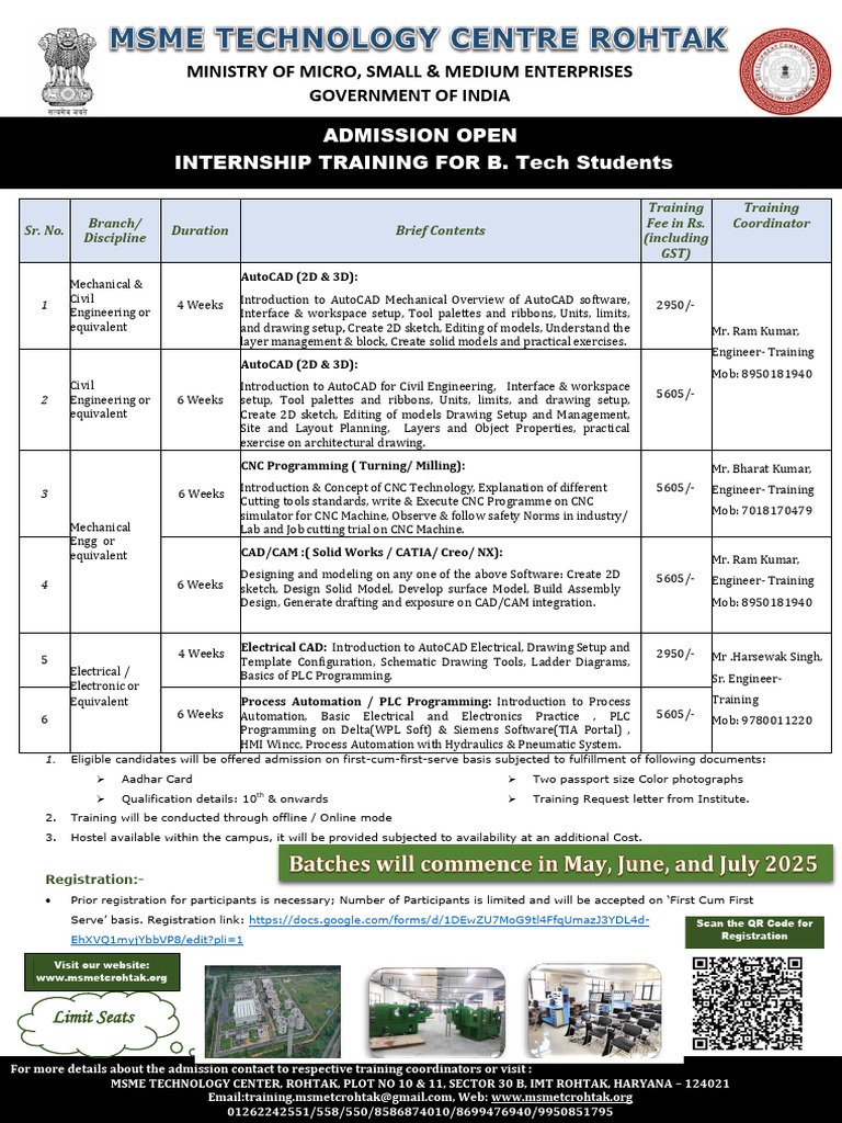 Internship Training 2025-26 New | PDF | Numerical Control ...