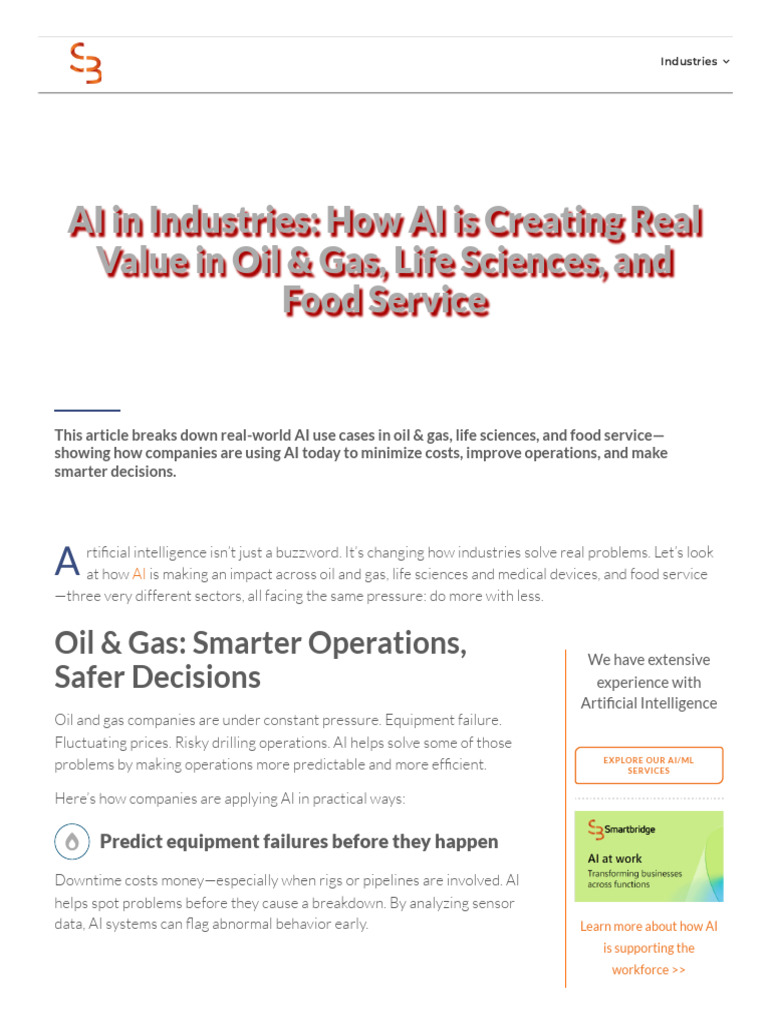 How AI is Creating Real Value in Multiple Industries - Smartbridge ...