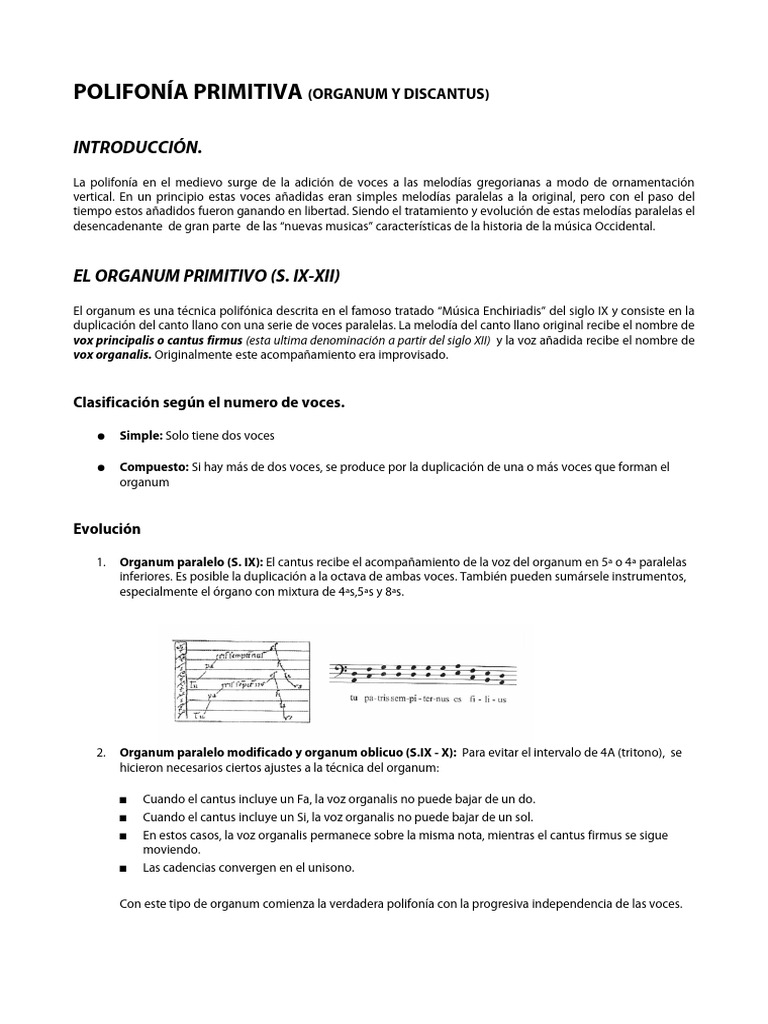 Polifonía Primitiva: Organum y Discantus | PDF | Composiciones ...